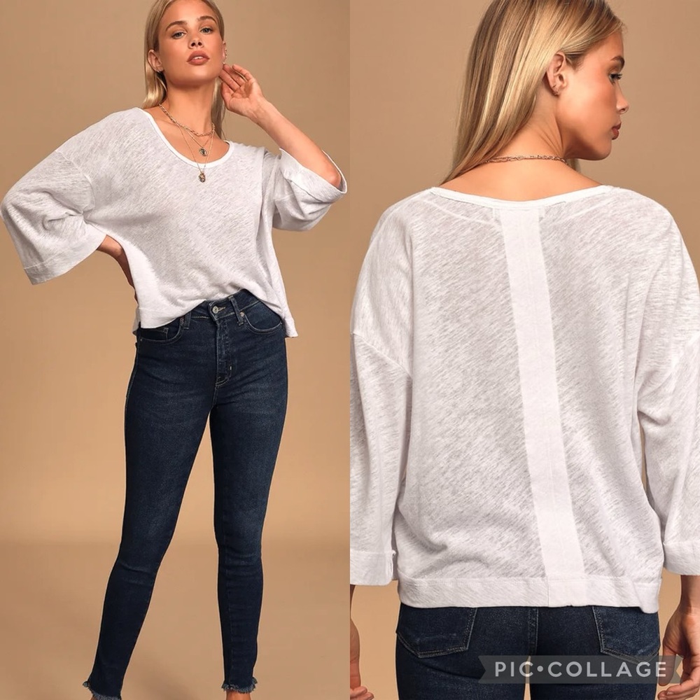 FP We The Free Fresh Start Oversized Bell Sleeve T-Shirt White Size M